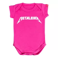 Body Bebê Metaleira Rock Metallica Rosa