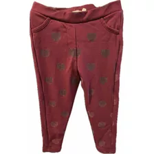 Pantalon De Niña Bordeaux Con Corazones Talle 4-5 Años