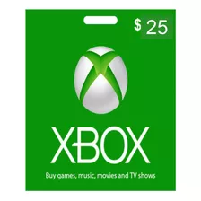 Cartão Xbox Live Usa $ 25 Dólares Gift Card Americano Eua