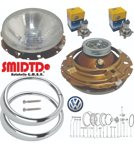 Faros Con Focos Hella Y Biceles Vw Sedan 1.6l 74-92 Vocho Foto 3