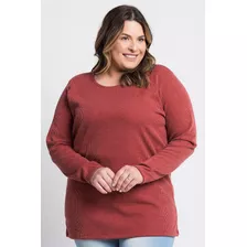 Blusa Feminina Plus Size Ribana Canela Básica - Serena