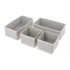 Set X4 Cajas Organizadoras En Tela Beige