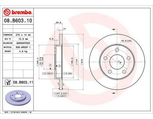 Par Discos Brembo Pontiac Grand Prix Gxp 2008 Trasero Foto 2