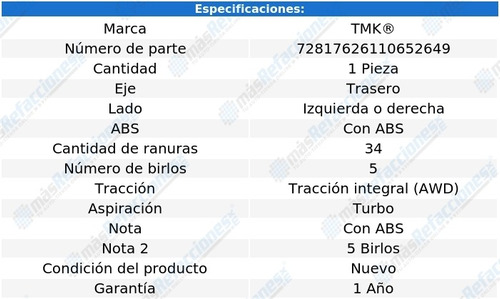 Maza Trasera Izquierda O Derecha S60 L5 2.4l 2002 Tmk Foto 2