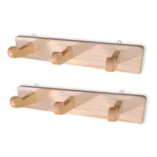 Perchero De Madera De Pared Con 3 Ganchos, 1 Par (2pzs)