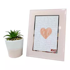 Conjunto Decoração Porta Retrato Com Vaso Suculenta 2 Peças