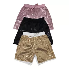 Short Infantil Mini Diva Modinha Brilho Paetê Festas Luxo