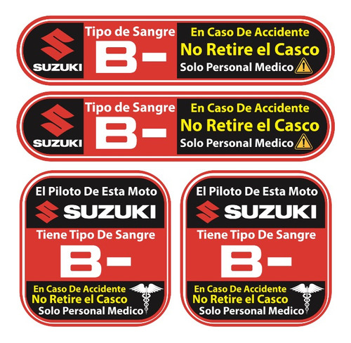 Stickers Reflejantes Tipo Sanguineo Para Motos Suzuki Foto 4