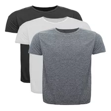 Kit 3 Camisetas Masculina Plus Size Sport Manga Curta Lisa