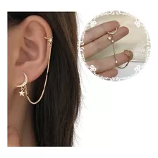 Aretes Mujer Ear Cuff Solitario Ear Cuff Luna Dorada