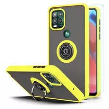 Funda Moto G Stylus 5g C/anillo, Templado De Regalo Amarillo