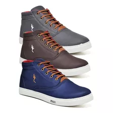 Sapatenis Barato Masculino Casual Polo Blu Kit 3 Pares Bota