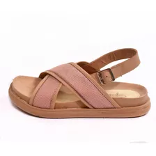 Sandalia Baja Cruzada Mujer Cuero Nude Moda,verano Sposami 