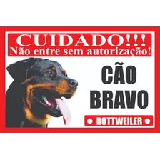 Placa Rottweiler Cuidado Cão Bravo Tamanho 20 X 30 Cm Mod5