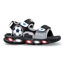 Sandalias Footy Fútbol Con Luces Led Niños Abrojos Ojotas 