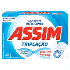 Detergente Assim Pó Triplação Roupas Brancas Coloridas 400g