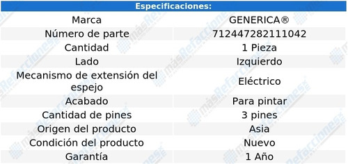 Espejo Izq Elect P/pintar 3 Pines Suzuki Swift 12-16 Foto 2