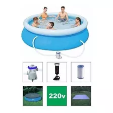 Piscina Crx 2300 Litros + Bomba Filtro 220v Capa Forro Q1