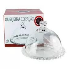 Queijeira Com Tampa De Cristal Coração 19,5x13cm Lyor Cor Transparente