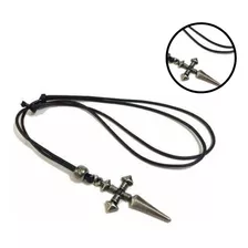 Colar Masculino Cordão Cruz Crucifixo Medieval Gospel Cor Cinza