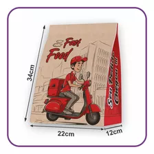 Sacos Kraft Delivery Fastfood - M (22x12x34) - 100 Unidades