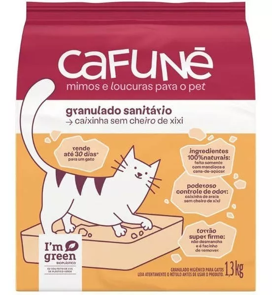Areia Sanitária Granulada Para Gatos Cafuné 1,3 Kg Unidade
