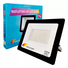 Refletor 200w Led Holofote Branco Frio Bivolt Ip67 Externo