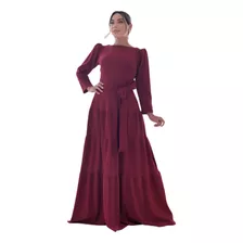 Vestido Longo Madrinha Comportado Moda Evangelica De Frio