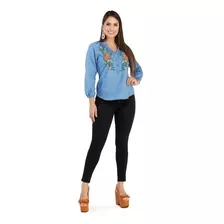 Blusa De Mezclilla Con Bordado Para Dama Mundo Terra