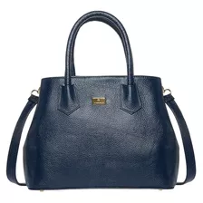 Bolsa Mujer Piel Genuino Vacuno Bolso Cuero Azul Marino