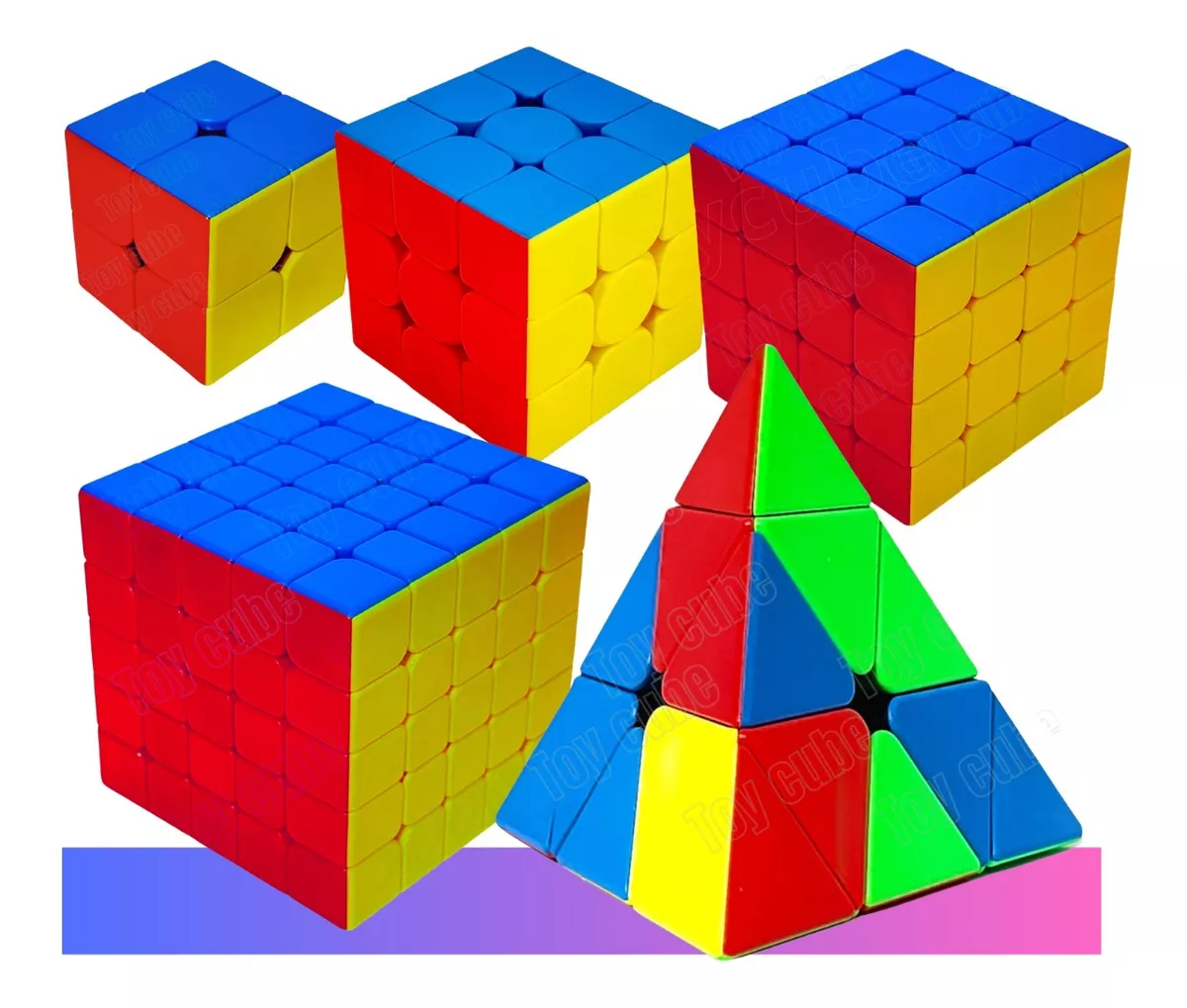 Kit 5 Cubos Magicos 2x2x2 3x3x3 4x4x4 5x5x5 Pirâmide