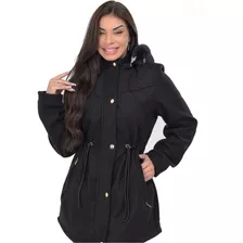 Parka Lã Batida Dupla Face Blusa Frio Sobretudo Bobojaco 