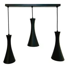 Lámpara Colgante Triple E-27 Diseño Moderno Negro / Hb Led