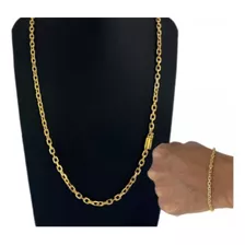 Cordão E Pulseira Masculina Moeda Antiga Cadeado Certificado