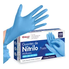 100 Guantes De Nitrilo Azul Premium Libre De Látex Sin Polvo