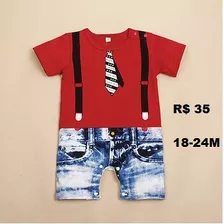 Macacão Body Bodie Romper Jumpsuit Estampado Malha 18-24m