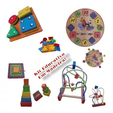 Kit Brinquedo Pedagógico Madeira Escolha Seu Kit Educativo
