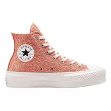 Tenis Converse All Star Plataforma Glitter Dorado Para Dama