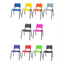 10 Cadeira Iso Colorida Para Escola Igreja Salão Jantar Casa