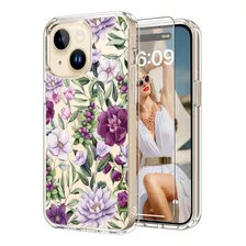 Funda P/ iPhone 15 Plus Icedio, Diseño Floral, Multicolor