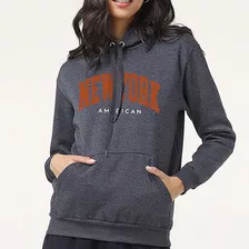 Moletom Estampado Feminino New York Canguru Blusa De Frio