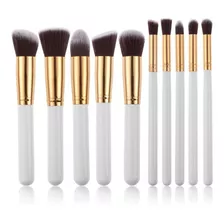 Kit Com 10 Pincéis Para Maquiagem Profissional Kabuki Pincel