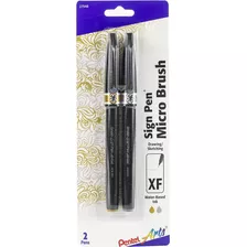 Arts Sign Pen Micro Brush, Tinta Dorada Y Plateada, 2pk...