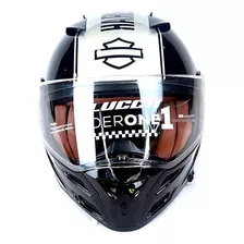 Capacete Fechado Preto Mod. Rider One 1 Faixa Hd Prata - 60