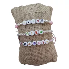 Pulsera Hilo Letras Vive Rie Vida Amigas Souvenir Frases