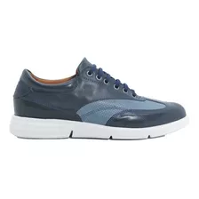 Liquida Zapatilla Hombre Cuero Azul Jean Micro Base Eva C