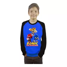 Polera De Sonic Manga Larga Estampada Dtf Cod 002