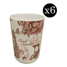 Vaso Melamina Premium Diseño Vintage X6 Und B1 - Sheshu Home Color Bordeaux