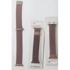 Pulseira Para Smartwatch Rosa Metálica Milanesa Caixas 42 44