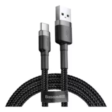 Cabo Rápido Usb Para Tipo- C Baseus Nylon 2a 2 Metros Preto